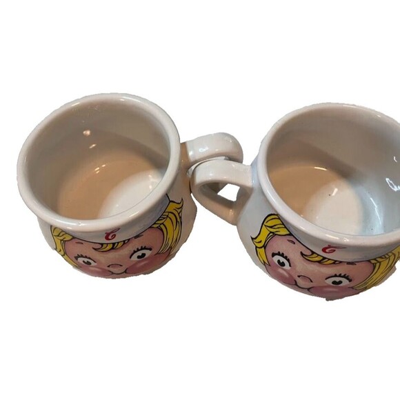 2 VTG 1998 Campbell Soup Blond Boy Kitschy Ceramic Mug Cup Houston Harvest 16oz* - Picture 2 of 5